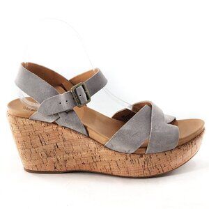 KORK-EASE NWOB Ava Platform Cork Wedge Suede Slingback Sandal Gray